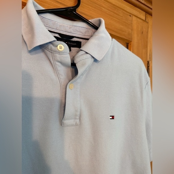 🎉Tommy Hilfiger Cotton Pull Over Polo Shirt Light Blue  Size Medium - Picture 6 of 6